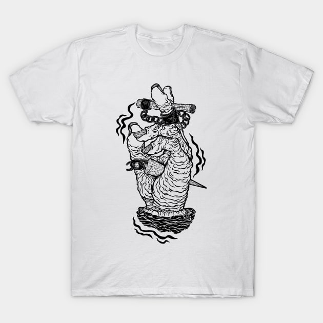 smoking hand T-Shirt by overink